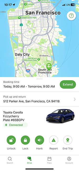 Picture of my online car rental.